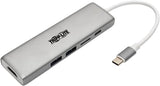 Tripp Lite USB C Docking Station w/ USB-A Hub, HDMI, Micro SD, PD Charging 4k @ 30Hz Thunderbolt 3 Silver (U442-DOCK10-S) HDMI, USB-A, PD Charging, Micro SD