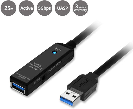 SIIG USB 3.0 Active Repeater Cable 25-Meters - Active Extension Cable (JU-CB0D11-S1)