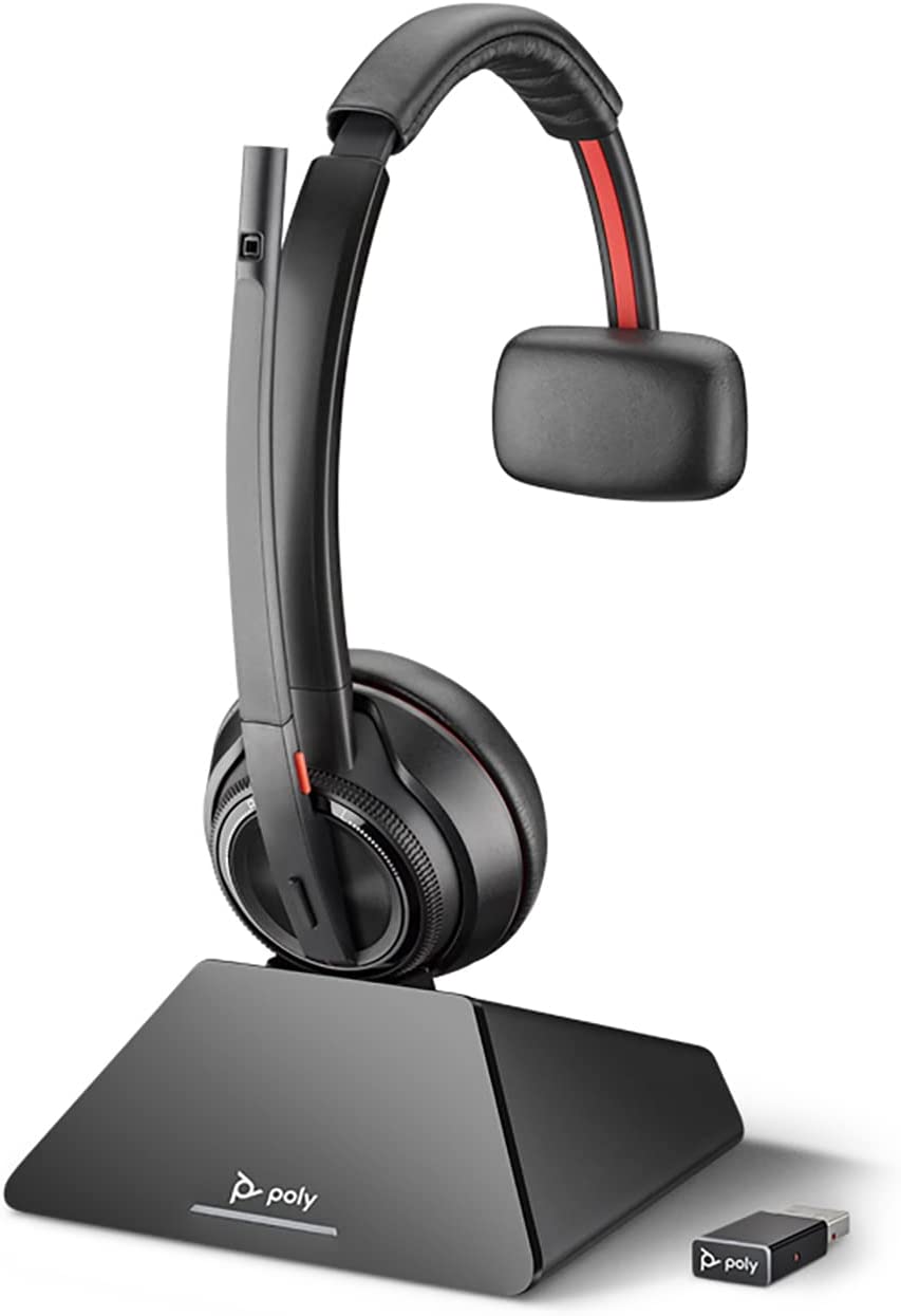 Plantronics - Savi 8210 Office - Wireless DECT Single-Ear (Mono) Headset - Noise Canceling Mic - Connects to Deskphone/PC/Mac - Works with Teams (Certified), Zoom &amp; more