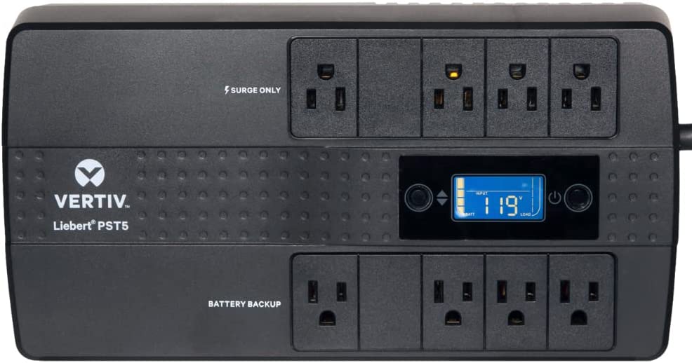 Vertiv Liebert PST5 660VA 400W UPS with Battery Backup &amp; Surge Protection, Eight outlets and a Three-Year, Full Unit Warranty (PST5-660MT120) 660VA UPS