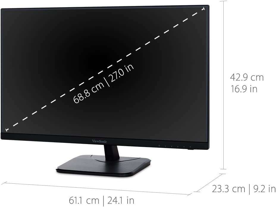 ViewSonic VA2756-MHD 27 Inch IPS 1080p Monitor with Ultra-Thin Bezels, HDMI, DisplayPort and VGA Inputs for Home and Office 27-Inch