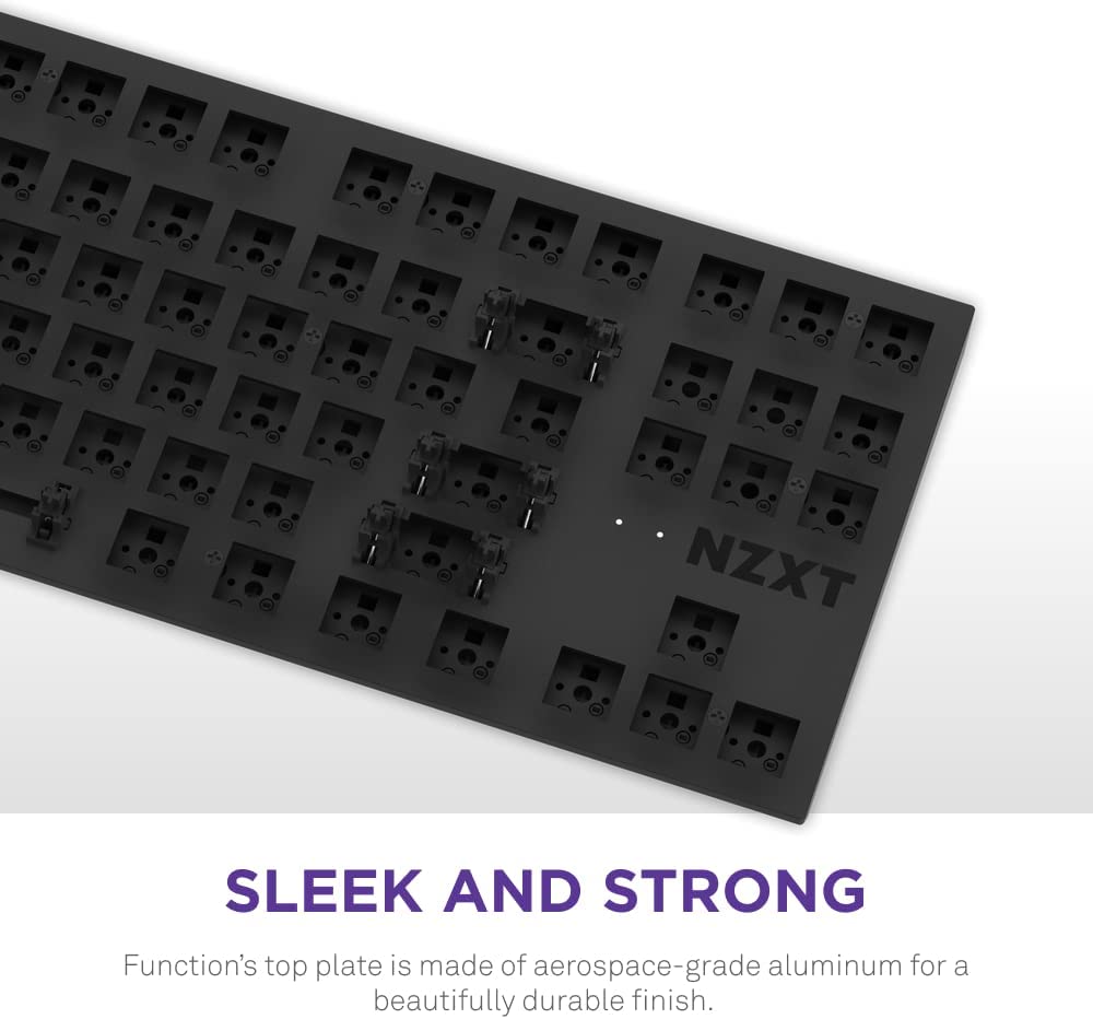 NZXT Function TKL – Tenkeyless Gaming Keyboard – Gateron Red Mechanical Switches: Linear, Fast, and Quiet – Hot-Swappable – RGB Backlit – Aluminum Top Plate – Wrist Rest – Black Unknown Black