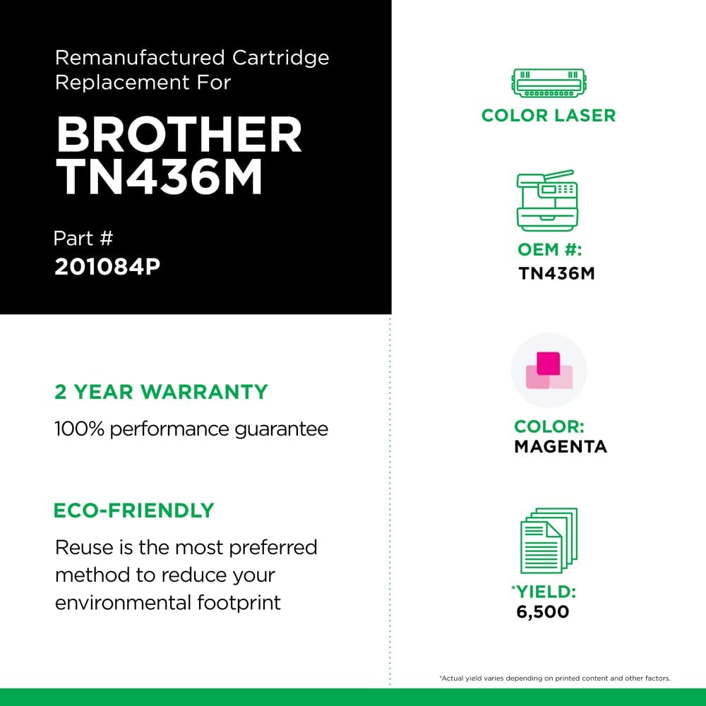 Clover imaging group Clover Remanufactured Toner Cartridge Replacement for Brother TN436M | Magenta | Extra High Yield Magenta 6,500