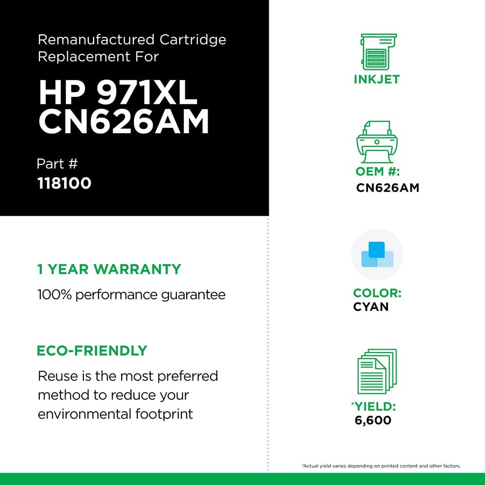 Clover imaging group Clover Remanufactured Ink Cartridge Replacement for HP CN626AM (HP 971XL) | Cyan | High Yield