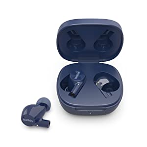 Belkin SoundForm Rise - True Wireless Ear Buds With Wireless Charger Case - Dual Microphone - IPX5 Water Resistant Earbuds - Bluetooth Headphones - Wireless Headphones for iPhone &amp; Samsung - Blue Blue Earbuds