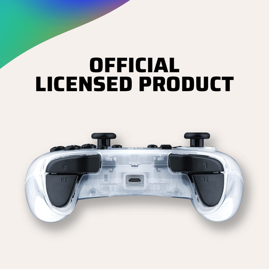 PDP Rock Candy Wired Gaming Switch Pro Controller - Frost White / Clear - Licensed for Switch and OLED - Compact, Durable Travel Controller - Nintendo Switch Frost White OLED Edition