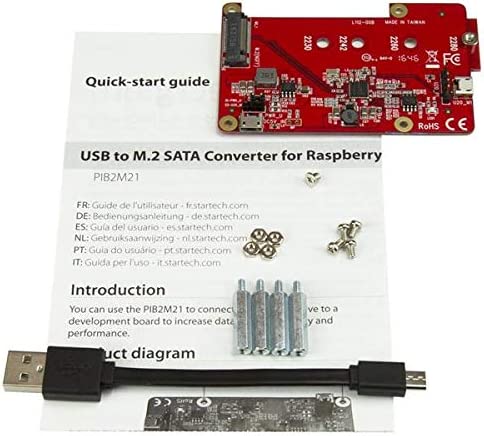 StarTech.com Raspberry Pi Board - USB 2.0 480Mbps - USB to M.2 SATA Converter - USB to SATA Raspberry Pi SSD (PIB2M21)