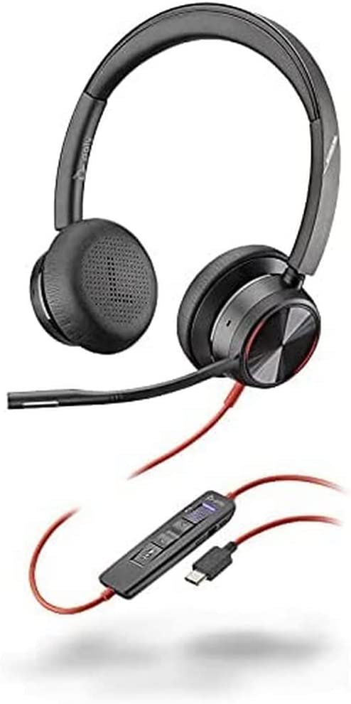 Poly - Blackwire 8225 Wired Headset with Boom Mic (Plantronics) - Dual-Ear (Stereo) Computer Headset - USB-C to Connect to your PC/Mac - Active Noise Canceling-Works with Teams (Certified), Zoom &amp;more USB-C Teams Version