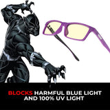 Gunnar optiks GUNNAR - Black Panther Edition Gaming and Computer Glasses for Kids (age 12+) - Blocks 65% Blue Light - Cruz, Amber Tint