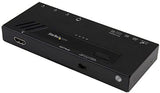 StarTech.com 4 Port HDMI Switch - 4K with Fast Switching, Auto-Sensing &amp; Serial Control – Automatic 4x1 HDMI Video Switcher Box (VS421HD4KA), Black