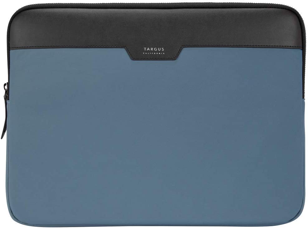 Targus Newport Modern Style Sleeve with Durable Water-Repellent Nylon, Back Zip Pocket Pouch, Protective Slipcase fits 13-14-Inch Laptop/Notebook, Blue (TSS100002GL) 14 in Blue