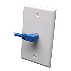 Tripp Lite Cat6 Gigabit Molded Patch Cable (RJ45 Left Angle M to RJ45 M) Blue, 3-ft.(N204-003-BL-LA) 3 feet Left Angle Side