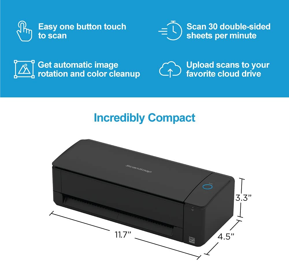 Fujitsu ScanSnap iX1300 Compact Wi-Fi Document Scanner for Mac or