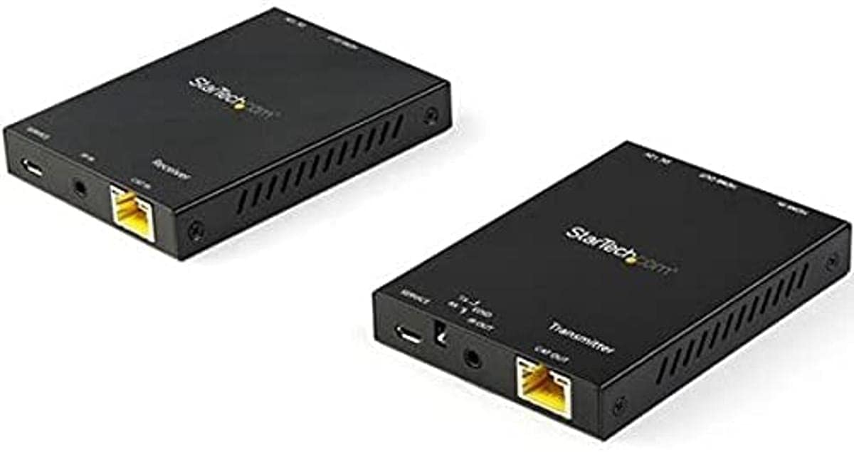 StarTech.com HDMI Over CAT6 Extender Kit - 4K 60Hz - HDMI Balun Kit - Signal up to 165 ft / 50m - HDR - 4:4:4-7.1 Audio Support (ST121HD20V), Black