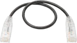 Tripp Lite Cat6 Gigabit Patch Cable, RJ45 M/M, Gigabit, Snagless, Molded, Slim, Black, 1 ft. (N201-S01-BK) Black 1 ft.