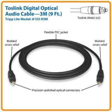 Tripp Lite Toslink Digital Optical SPDIF Audio Cable, 3M (10-ft.) (A102-03M) 3 meters