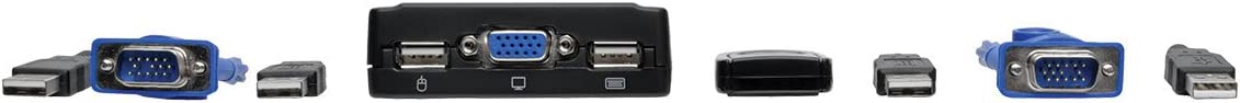 Tripp Lite 2-Port USB VGA Cable KVM Switch with Cables &amp; USB Peripheral Sharing, 2048 x 1536 (B032-VU2) 2-Port USB/VGA