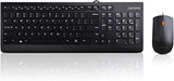 Lenovo 300 USB Combo, Full-Size Wired Keyboard &amp; Mouse, Ergonomic, Left or Right Hand Mouse, Optical Mouse, GX30M39606, Black Keyboard + Mouse Black