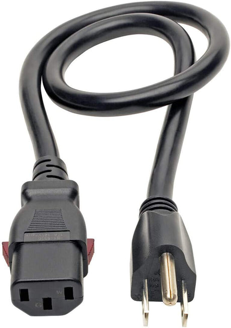 Tripp Lite Computer Power Cord (NEMA 5-15P to C13 Power Cord), Heavy Duty, Locking C13 Connector, 15A, 125V, 14AWG, 3 ft. (P007-L03)