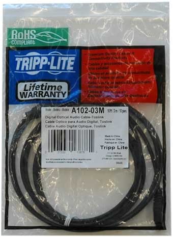 Tripp Lite Toslink Digital Optical SPDIF Audio Cable, 3M (10-ft.) (A102-03M) 3 meters