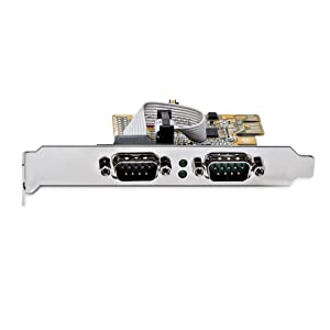 StarTech.com 2-Port PCI Express Serial Interface Card, Dual Port PCIe to RS232 (DB9) Serial Card, 16C1050 UART, Low/Full Profile Brackets, COM Retention, for Windows/Linux (21050-PC-SERIAL-LP)