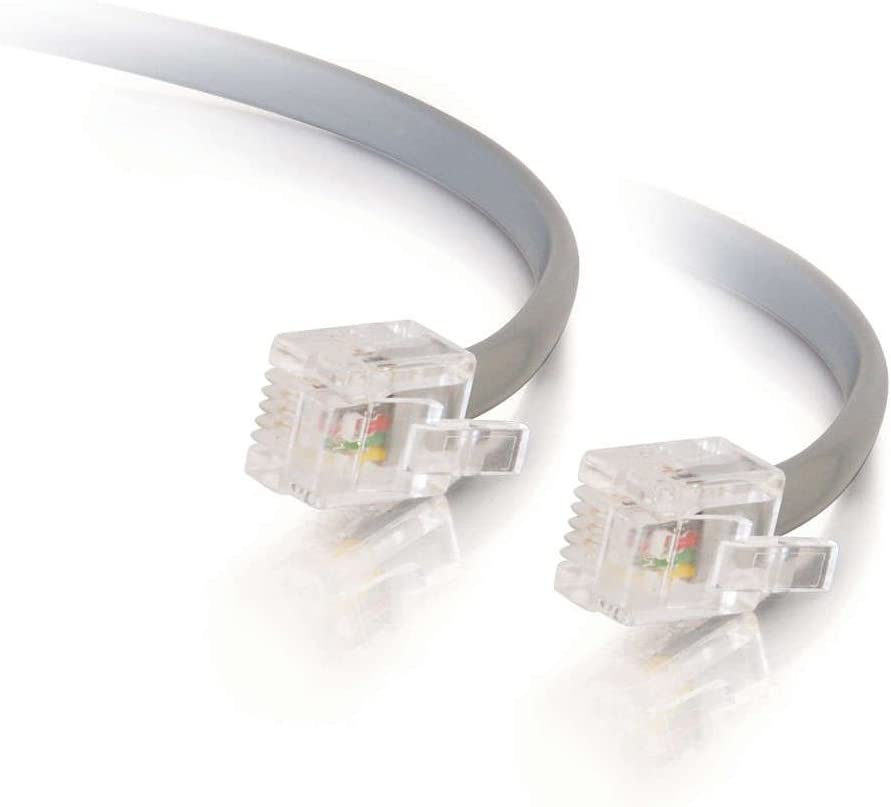 C2g/ cables to go C2G RJ11 Modular Telephone Cable, Silver (7 Feet, 2.13 Meters) - 02970 Silver 7 Feet RJ11 MOD Telephone
