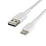 Belkin 3.3ft Braided USB-C Cable, Boost Charge USB-C to USB Cable, USB Type-C Cable, Compatible with Samsung Galaxy S23, S23+, Note20, Pixel 6, Pixel 7, iPad Pro, Nintendo Switch and More - White White 3.3 ft Braided Cable