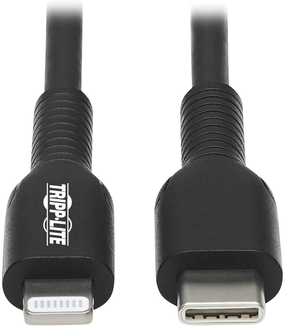 Tripp Lite USB C to Lightning Sync/Charge Cable Black MFI Certified M/M 2M (M102-02M-BK)