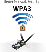 ASUS AX1800 PCIe WiFi Adapter (PCE-AX1800) - WiFi 6, Bluetooth 5.2, Ultra-Low Latency Wireless, 2 External Antenna, Supporting Total Data Rate up to 1800Mbps, WPA3 Network Security, OFDMA and MU-MIMO