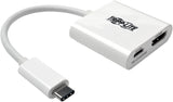 Tripp Lite U444-06N-H4-C USB-C-HDMI DisplayPort Alternate Mode External Video Adapter with USB-C PD Charging Port, White HDMI (4K) + Charging Port
