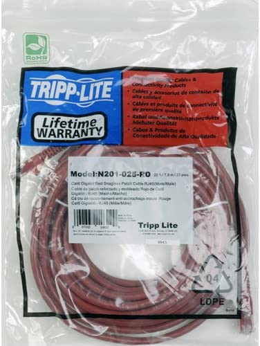 Tripp Lite Cat6 Gigabit Snagless Molded Patch Cable (RJ45 M/M) - Red, 3-ft.(N201-003-RD) 3-ft. Red
