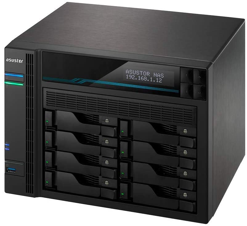 Asustor Lockerstor 8 AS6508T - 8 Bay NAS, 2.1GHz Quad-Core, 2 M.2 NVMe SSD Slot, 10GbE Port, 2.5GbE Port, 8GB RAM DDR4, Enterprise Network Attached Storage (Diskless) 8 Bay AS65