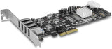 Vantec Quad Chip 4-Port Dedicated 5Gbps USB 3.0 PCIe Host Card (UGT-PCE430-4C) 4 Chip