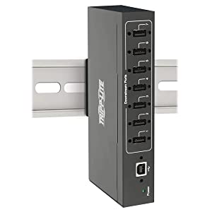 Tripp Lite 7-Port USB 2.0 Hub, Industrial Grade Hub USB 2.0, 15 kv ESD Immunity, Industrial USB 2.0 Hub with 7 Ports, Metal Housing Build, Wall/DIN Mounting (U223-007-IND-1)