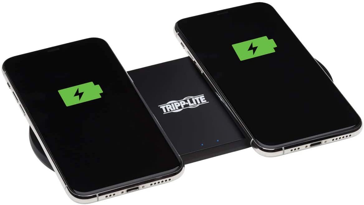 Tripp Lite Dual Wireless Charging Pad Qi-Certified for iPhone Android Black (U280-Q02FL-BK)