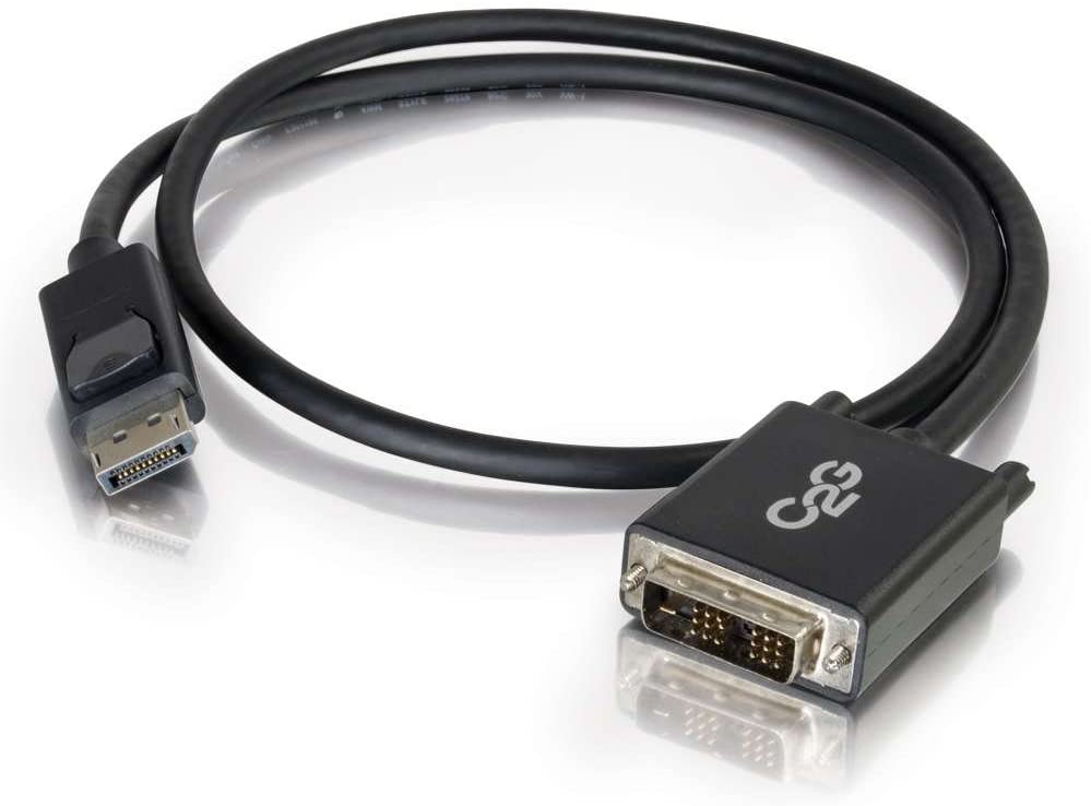 C2g/ cables to go C2G 54329 DisplayPort Male to Single Link DVI-D Male Adapter Cable, TAA Compliant, Black (6 Feet, 1.82 Meters)