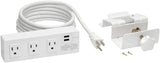 Tripp Lite Surge Protector Power Strip 3-Outlet with 2-Port USB Charging Ports, Desk Clamp, White 510 Joules (TLP310USBCW)