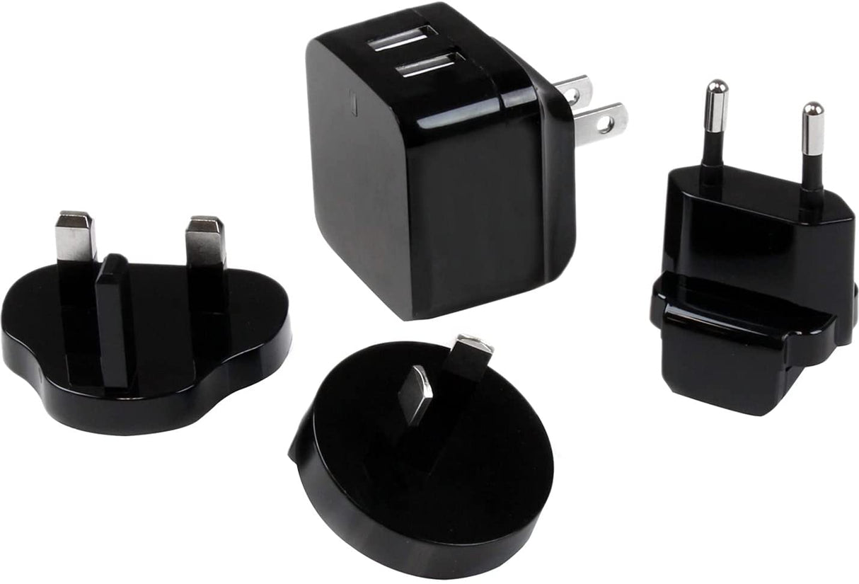 StarTech.com Travel USB Wall Charger - 2 Port - Black - Universal Travel Adapter - International Power Adapter - USB Charger (USB2PACBK) Black 2 ports