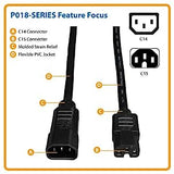 Tripp Lite 6ft Heavy Duty Computer Power Extension Cord 15A, 14 AWG, C14 to C15, Black 6'(P018-006) Black 6 ft. Power Cord