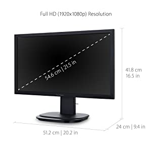 ViewSonic VG2249 22 Inch 1080p Ergonomic LED Monitor with HDMI DisplayPort and DaisyChain for Home and Office, Black 22-Inch