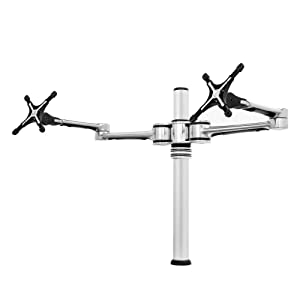Atdec AF-at-D Dual Monitor Desk Mount, Clamp or Bolt Through Included, Up to 17.6lb, Silver,Black, 17.7" x 9.3" x 22"