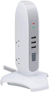 Tripp Lite Surge Protector Tower 5-Outlet 3 USB Ports 6ft Cord 5-15P White (TLP66USB)