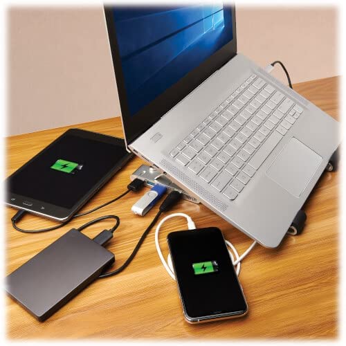 Tripp Lite Inclined Laptop Stand USB-C Hub Four USB-A Ports, USB 3.2 Gen 1, 5 Gbps Data Transfer, 100W Power Delivery Charging 20V 5A, Sturdy Adjustable/Foldable Stand, 1-Year Warranty (U460-ST4-4A-C) Laptop Stand Hub