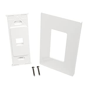 Tripp Lite Single-Gang 1-Port Universal Keystone Wall Plate, Cat5/6/6a, USB, HDMI, DisplayPort, RCA, White (N080-101) 1-Port Wall-Plate