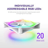 NZXT F140 RGB Duo - 140mm Dual-Sided RGB Fan – 20 Individually Addressable LEDs – Balanced Airflow and Static Pressure – Fluid Dynamic Bearing – PWM Control – Anti-Vibration Rubber Corners – White