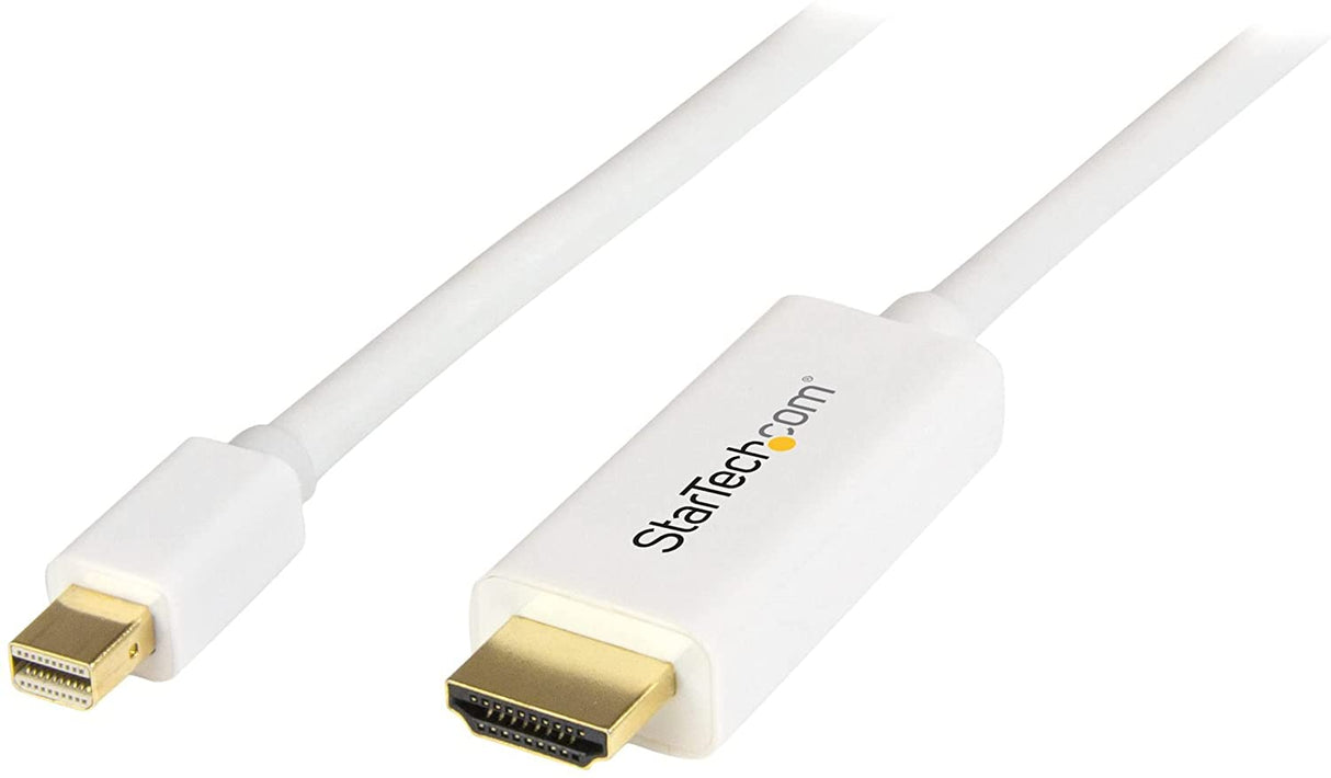 StarTech.com 6ft (2m) Mini DisplayPort to HDMI Cable - 4K 30Hz Video - mDP to HDMI Adapter Cable - Mini DP or Thunderbolt 1/2 Mac/PC to HDMI Monitor - mDP to HDMI Converter Cord - White (MDP2HDMM2MW) 6 ft / 2 m White