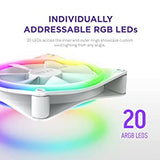 NZXT F120 RGB Duo - 120mm Dual-Sided RGB Fan – 20 Individually Addressable LEDs – Balanced Airflow and Static Pressure – Fluid Dynamic Bearing – PWM Control – Anti-Vibration Rubber Corners – White