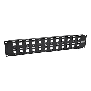 Tripp Lite 24-Port Keystone Blank Patch Panel RJ45, USB, HDMI, Cat5e / Cat6 Rackmount Unshielded 2URM TAA (N062-024-KJ)