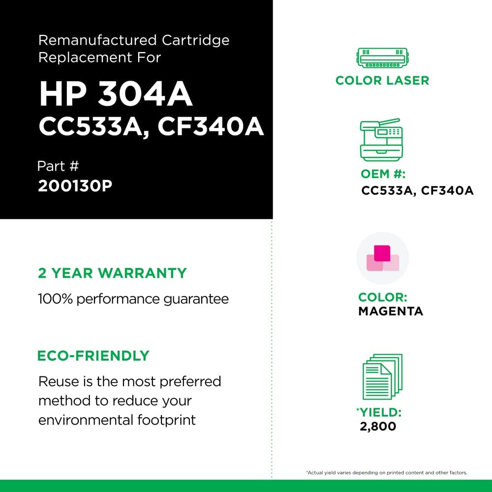 Clover imaging group Clover Remanufactured Toner Cartridge Replacement for HP CC533A (HP 304A) | Magenta Magenta 2,800