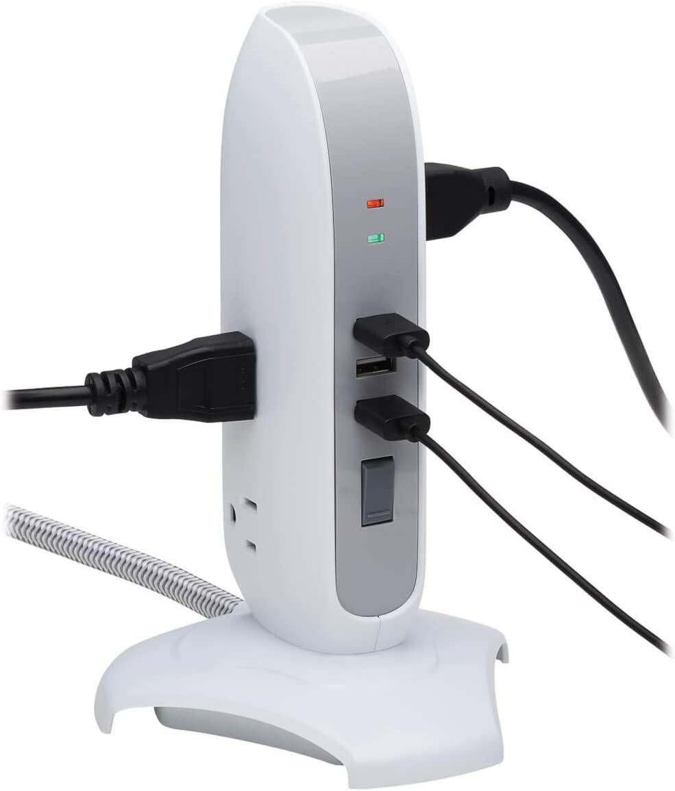 Tripp Lite Surge Protector Tower 5-Outlet 3 USB Ports 6ft Cord 5-15P White (TLP66USB)